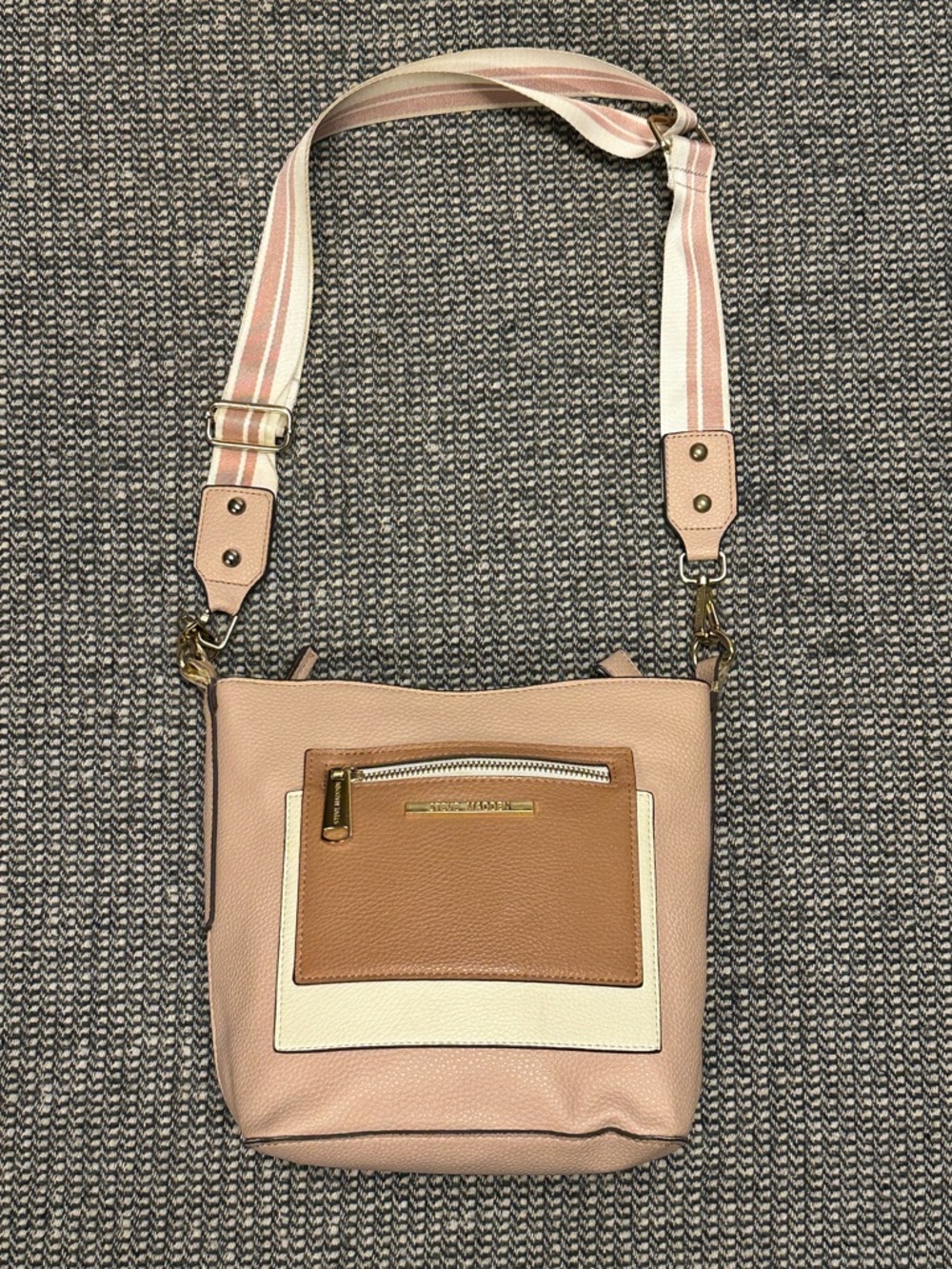 Steve Madden Pink Tan and Cream Crossbody Bag